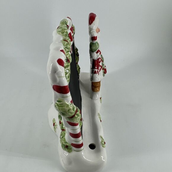 Tablet Holder & Chalkboard Fitz & Floyd Candy Cane Santa Christmas Ceramic Gift - Picture 3 of 11